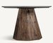 Table à manger ronde marbre de noir et pieds bois massif recyclé Wader 120 cm - Photo n°2