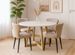Table à manger ronde OSAKA Ø140 cm – Blanc microciment & bois de manguier - Photo n°1