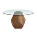 Table à manger ronde pied original bois couleur noyer et verre transparent Okta 150 cm - Photo n°4
