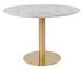 Table à manger ronde PIZA – Effet marbre blanc et pied laiton doré - Photo n°1