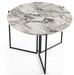 Table à manger ronde pliable bois effet marbre blanc et métal noir Sinola 100 cm - Photo n°1