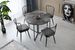 Table à manger ronde pliable bois effet marbre noir et métal noir Sinola 100 cm - Photo n°2