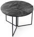 Table à manger ronde pliable bois effet marbre noir et métal noir Sinola 100 cm - Photo n°1
