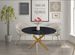 Table à manger ronde verre effet marbre noir et pieds en métal doré Xisor D 120 cm - Photo n°2