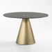 Table à manger ronde verre gris et pied métal doré D 120 cm - Photo n°1