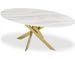 Table à manger verre effet marbre blanc et pieds métal doré Nelly L 180 cm - Photo n°1