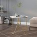 Table à thé Doré et marbre blanc 48 cm MDF et fer - Photo n°1