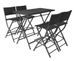 Table bar rectangulaire et 4 chaises de jardin résine tressée noir Klark - Photo n°1