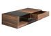 Table basse 1 tiroirs Lizay 130 cm - Noyer et verre trempé noir - Photo n°2