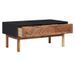 Table basse 2 tiroirs acacia massif foncé et noir Alty 90 cm - Photo n°2