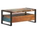 Table basse 2 tiroirs bois de récupération et métal noir Milam 100 cm - Photo n°3
