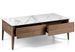 Table basse 2 tiroirs bois noyer et plateau en marbre céramique blanc Mykal - Photo n°2