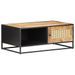 Table basse 90x50x35cm Bois de manguier brut et canne naturelle - Photo n°8