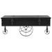 Table basse avec roulettes noir 110x52x43 cm bois d'ingénierie - Photo n°2