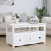 Table basse Blanc 102x49x55 cm Bois massif de pin - Photo n°1