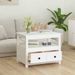 Table basse Blanc 71x49x55 cm Bois massif de pin - Photo n°4