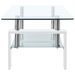 Table basse Blanc et transparent 95x55x40 cm Verre trempé - Photo n°3