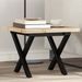 Table basse cadre en X 50x50x35,5cm bois de pin massif et fonte - Photo n°1