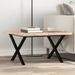 Table basse cadre en X 60x60x40,5cm bois de pin massif et fonte - Photo n°1