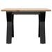 Table basse cadre en Y 50x50x35 cm bois de pin massif et fonte - Photo n°4