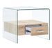 Table basse carrée 1 tiroir verre transparent et chêne clair Allissa - Photo n°3