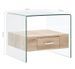Table basse carrée 1 tiroir verre transparent et chêne clair Allissa - Photo n°5