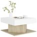 Table basse carrée Blanc et chêne sonoma 57x57x30 cm Konda - Photo n°1