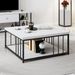 Table basse carrée bois blanc et métal noir Tonya 90 cm - Photo n°2