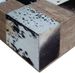 Table basse carrée bois et cuir de vache multicolore Pura - Photo n°4