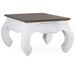 Table basse carrée KOREST – Bois massif blanc et marron - Photo n°1