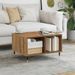 Table basse chêne artisanal 60x50x36,5 cm bois d'ingénierie - Photo n°1