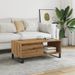 Table basse chêne artisanal 90x50x36,5 cm bois d'ingénierie - Photo n°1