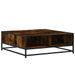 Table basse chêne fumé 80x80x30 cm bois d'ingénierie et métal - Photo n°2