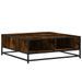 Table basse chêne fumé 80x80x30 cm bois d'ingénierie et métal - Photo n°7