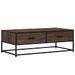 Table basse chêne marron 100x50x35cm bois d'ingénierie et métal - Photo n°1