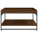 Table basse chêne marron 80x80x45 cm bois d'ingénierie et fer - Photo n°5