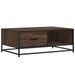 Table basse chêne marron 90x57x35 cm bois d'ingénierie et métal - Photo n°2