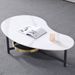 Table basse design arrondi céramique effet marbre blanc et pieds métal gris Smoky L 120 cm - Photo n°1