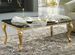 Table basse design bois vernis brillant noir et doré Jade 130 cm - Photo n°2