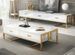 Table basse design laqué blanc et pieds acier effet or miroir Raluxe 130 cm - Photo n°2