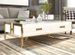 Table basse design laqué blanc et pieds acier effet or miroir Raluxe 130 cm - Photo n°1