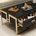 Table basse design laqué noir et pieds acier effet or miroir Raluxe 130 cm - Photo n°6