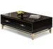 Table basse design teinté verre noir trempé et pieds métal doré Baro L 130 cm - Photo n°4