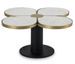 Table basse design trèfle à 4 feuilles marbre et métal doré et noir - Photo n°1