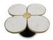Table basse design trèfle à 4 feuilles marbre et métal doré et noir - Photo n°2