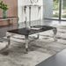 Table basse design verre trempé noir effet marbre et acier chromé kazy - Photo n°1