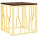 Table basse doré acier inoxydable et bois massif récupération - Photo n°1