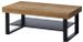 Table basse en bois de chêne miel et acier noir Mazora 110 cm - Photo n°1