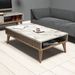 Table basse en bois noyer et blanc effet marbre avec rangement Roma 105 cm - Photo n°2