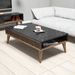 Table basse en bois noyer et noir effet marbre avec rangement Roma 105 cm - Photo n°2